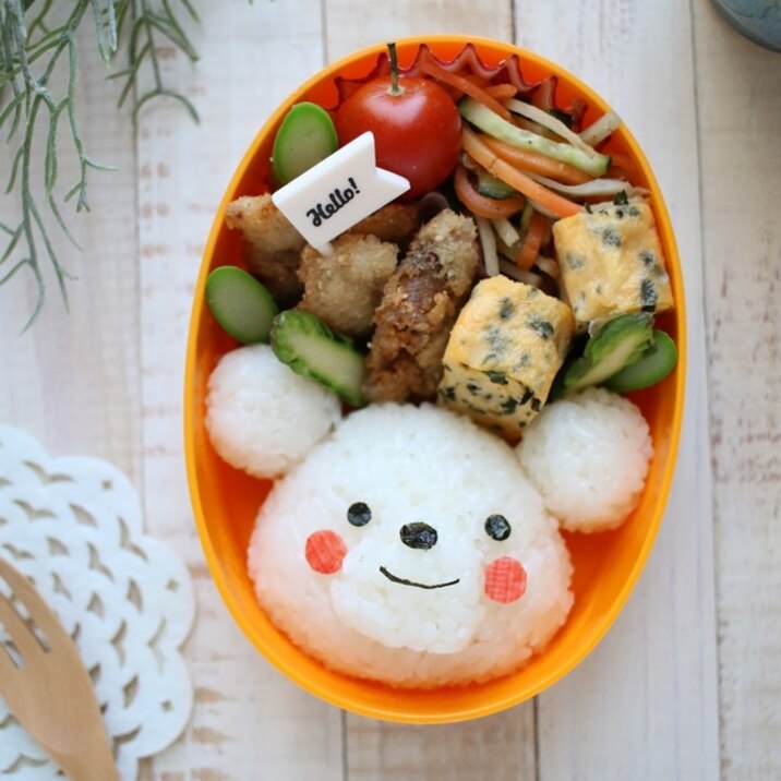 シンプル！しろくまキャラ弁